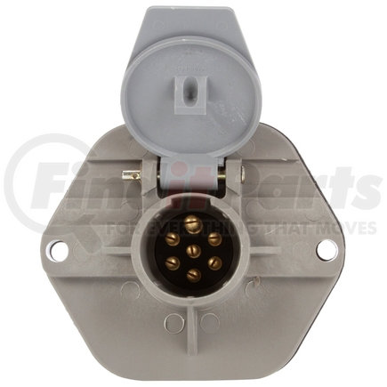 Truck-Lite 50867 50 Series Receptacle - Threaded Stacking Studs, 7 Split Pin, Grey Plastic, Surface Mount