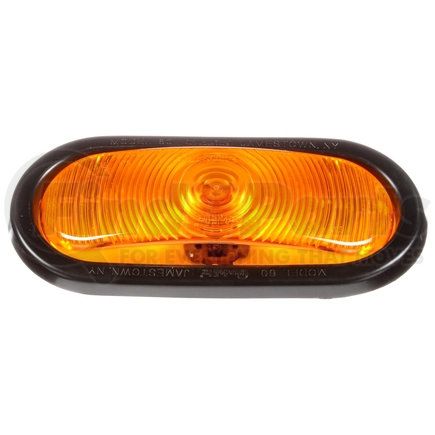 Truck-Lite 60344Y 60 Series, Incandescent, Yellow Oval, 1 Bulb, Rear Turn Signal, Black Grommet Mount, Socket Assembly, Stripped End/Ring Terminal, 12V, Kit