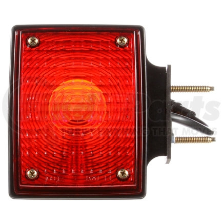 Truck-Lite 70357 Incandescent Pedestal Light - Red/Yellow Square, 2 Bulb, RH, Dual Face, 3 Wire, 2 Stud, Black, Integral Plug