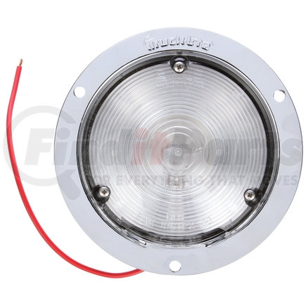 Truck-Lite 80423C Dome Light - 80 Series, Hook - Up, Incandescent, 1 Bulb, Round Clear, Chrome Flange Mount, Hardwired, Stripped End, 12V