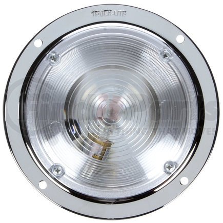 Truck-Lite 80351 80 Series, Incandescent, 1 Bulb, Round Clear, Dome Light, Chrome Bracket Mount, Hardwired, Blunt Cut, 12V