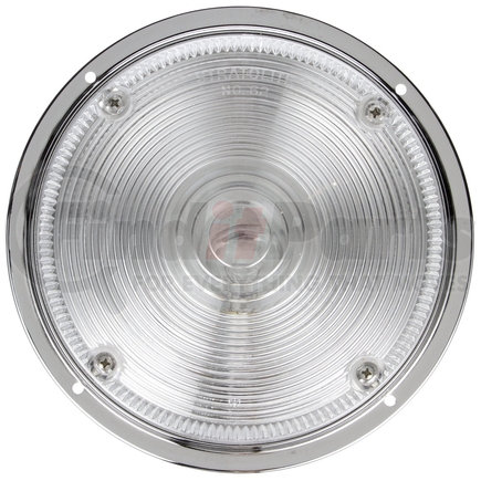 Truck-Lite 80355 Dome Light - 80 Series, Incandescent, 1 Bulb, Round Clear, Chrome Flange Mount, Hardwired, Stripped End, 12V