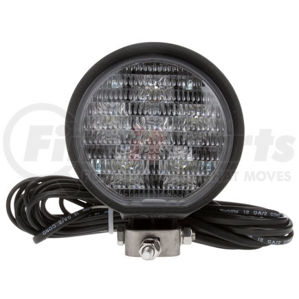 Truck-Lite 81371 81 Series 20' Lead 4 in. Round LED Work Light, Black, 6 Diode, 500 Lumen, Stripped End, 12V