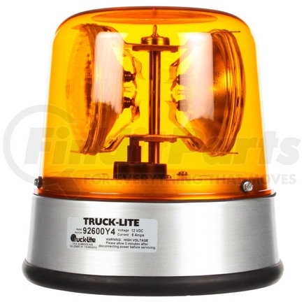 Truck-Lite 92600Y Halogen, Rotating Beacon Light, Yellow, Permanent Mount, Class I, Hardwired, Stripped End, 12V