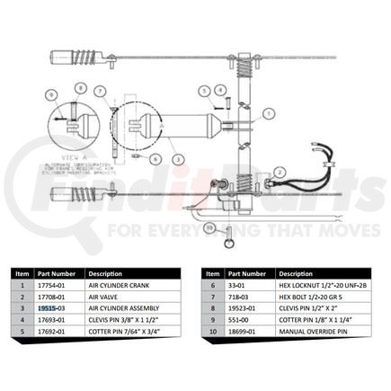 HUTCHENS 1951503 AIR CYLINDER ASSY - P3/P4 AFTERMARKET VERSION