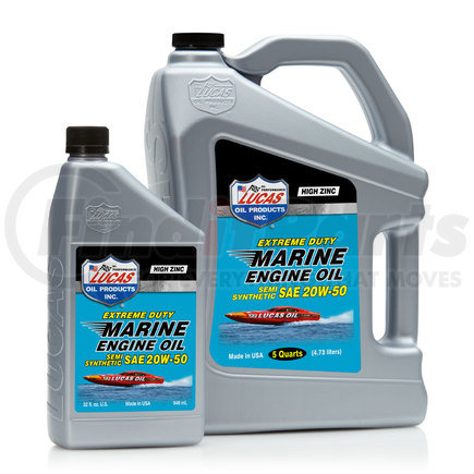 Lucas Oil 10654 Extreme Duty Marine Engine Oil Semi Synthetic SAE 20W-50 - 1 Quart (Representative Image)