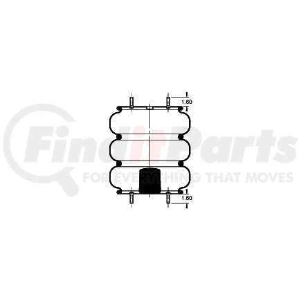 Triangle Suspension AS-4537 Triangle Air Spr - Triple Conv., Triangle Bellows # 6335, ContiTech Bellows # FT 530-35