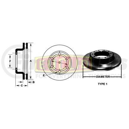 Euclid E-11306 Euclid Hydraulic Brake Rotor - Hat Type
