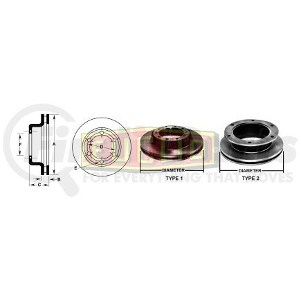 Euclid E11322 Euclid Hydraulic Brake Rotor - Hat Type