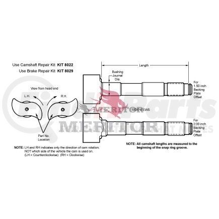 Meritor 2210L6746 Meritor Genuine - CAMSHAFT/LH