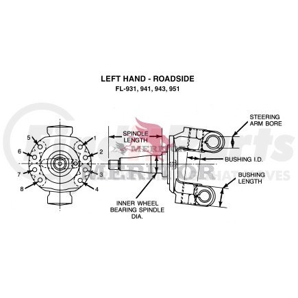 Meritor A263111M2301 Meritor Genuine Axle Steering Knuckle - Front, Assembly