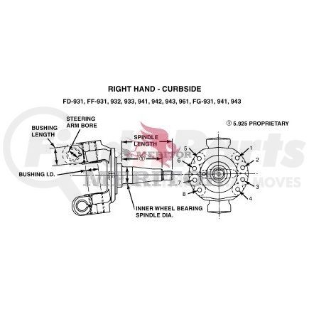 Meritor A3111W3247 Meritor Genuine Axle Steering Knuckle - Front, Assembly