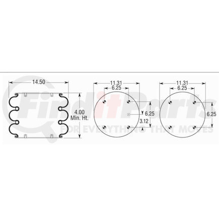 Firestone W013587808 Air Spring Triple Convoluted 313