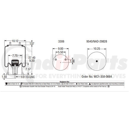 Firestone W013589645 Airide Air Spring Reversible Sleeve 1T15MBTW-12