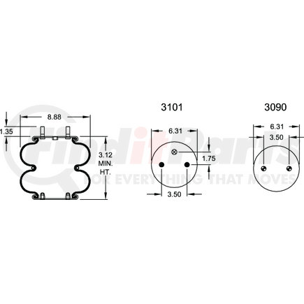 Firestone W013586908 Airide Air Spring Double Convoluted 20