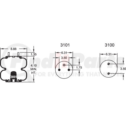 Firestone W013586945 Airide Air Spring Double Convoluted 20-2