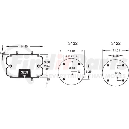 Firestone W013587782 Airide Air Spring Double Convoluted 233-2