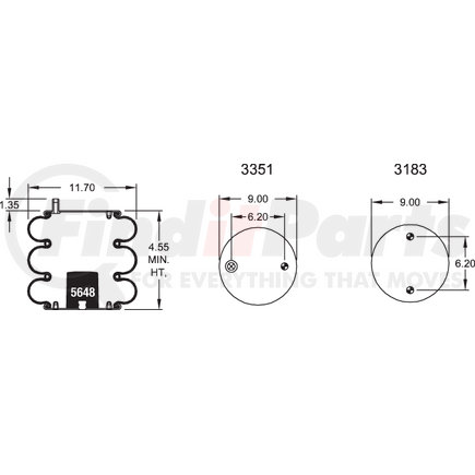 Firestone W013587990 Air Spring Triple Convoluted 38