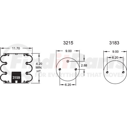 Firestone W013588010 Air Spring Triple Convoluted 38