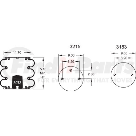 Firestone W013588030 Air Spring Triple Convoluted 38