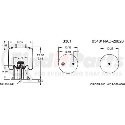 Firestone W013588749 Airide Air Spring Reversible Sleeve 1T17B-11