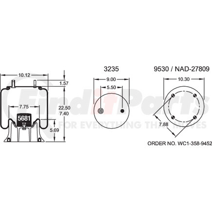 Firestone W013588888 Airide Air Spring Reversible Sleeve 1T15M-7.5