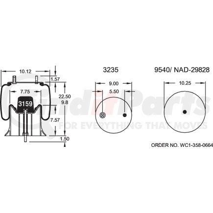 Firestone W013589304 Airide Air Spring Reversible Sleeve 1T15M-6