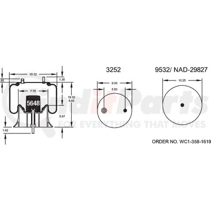 Firestone W013589697 Airide Air Spring Reversible Sleeve 1T15M-4