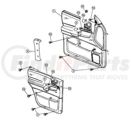 Chrysler 5JC59XDVAB PANEL. Left. Front Door. Diagram 1