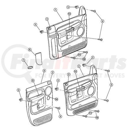 Chrysler 5HW86XDVAE PANEL. Right. Front Door Trim. Diagram 1