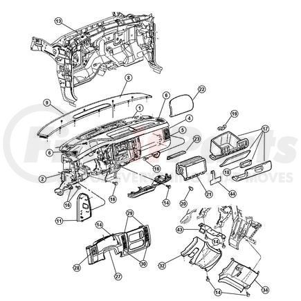 Chrysler 5GN881TMAE BEZEL. Instrument Cluster. Diagram 27