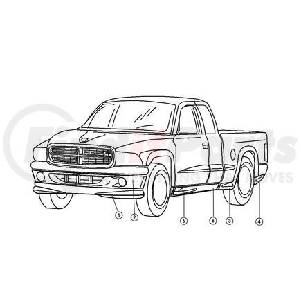 Chrysler 5JK94ZBJAB CLADDING. Right. Quarter Panel. Diagram 4