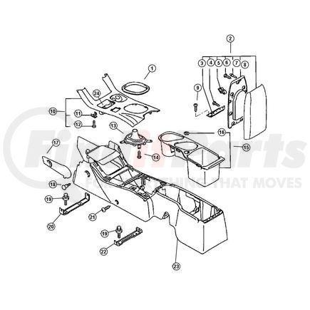 Chrysler MR641734 COVER. Floor Console, Floor Console Side. Diagram 17