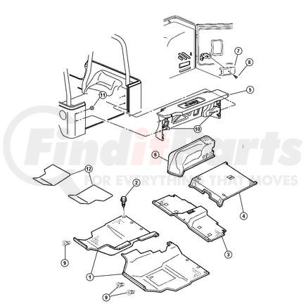 Chrysler 5JR58XDVAF CARPET. Right. Wheelhouse. Diagram 6