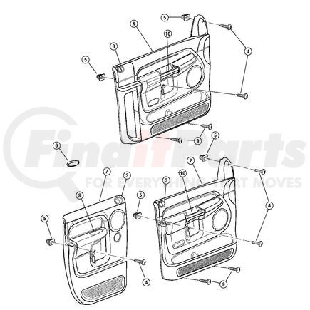 Chrysler 5JV151J3AC PANEL. Left. Front Door Trim. Diagram 1