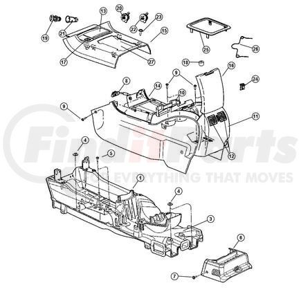 Chrysler 1AU911D1AA CUPHOLDER. Console Mounted. Diagram 10