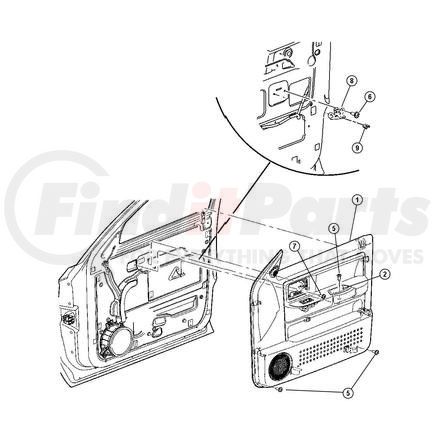 Chrysler 5JX081J3AF PANEL. Right. Front Door Trim. Diagram 1