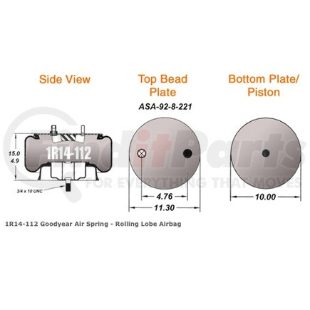 Goodyear 1R14-112 Super Cushion® Rolling Lobe Air Springs