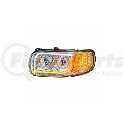 United Pacific 31144 Headlight - High Power LED Chrome, w/ 16 LED Turn & 57 LED Position Light For 2008+ PB 388/389 - Driver Side