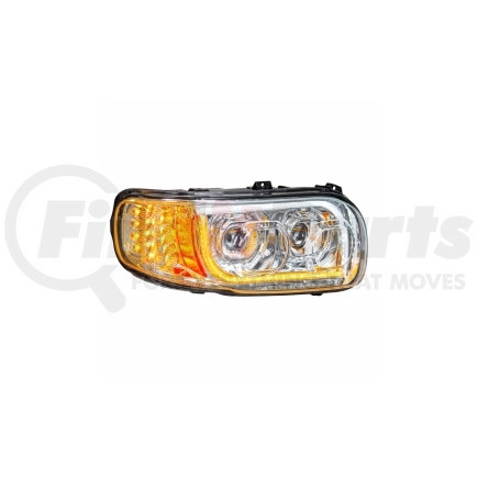 United Pacific 31145 Headlight - High Power LED Chrome, w/ 16 LED Turn & 57 LED Position Light For 2008+ PB 388/389 - Passenger Side