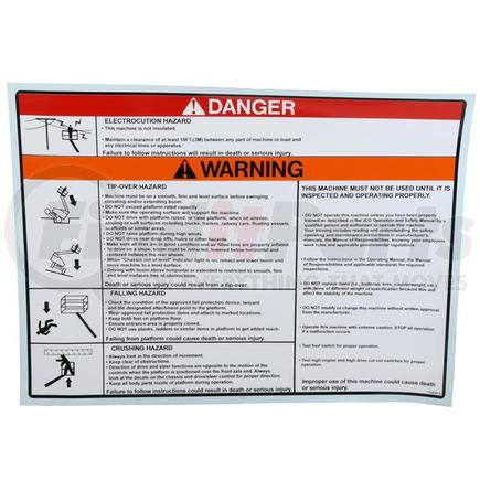 JLG-Replacement 1703797 REPLACES JLG, DECAL, DANGER / WARNING / HAZARD