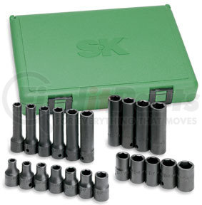 SK Hand Tool 4052 1/2" Dr 6 Pt STD and Deep Metric ImpactSocket Set, 22 Pc