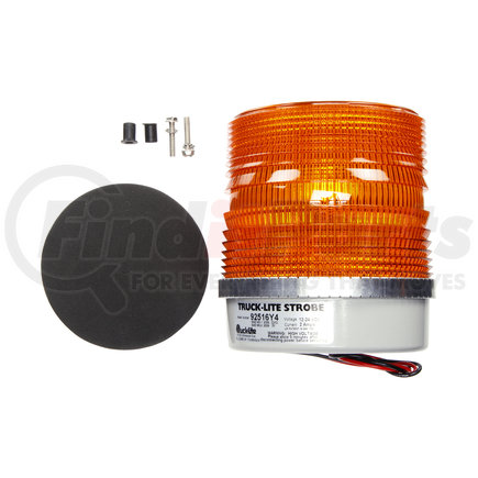 Truck-Lite 92516Y Gas Discharge, Medium Profile Beacon, Yellow, Permanent Mount, Class I, Hardwired, Stripped End, 12 - 24V