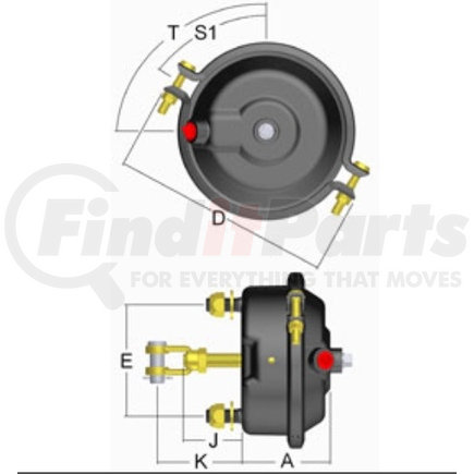 Haldex S127240010 Air Brake Service Chamber - Size T24