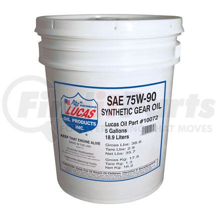 Lucas Oil 10073 Synthetic SAE 75W-90 Gear Oil - 16 Gallon Keg (Representative Image)