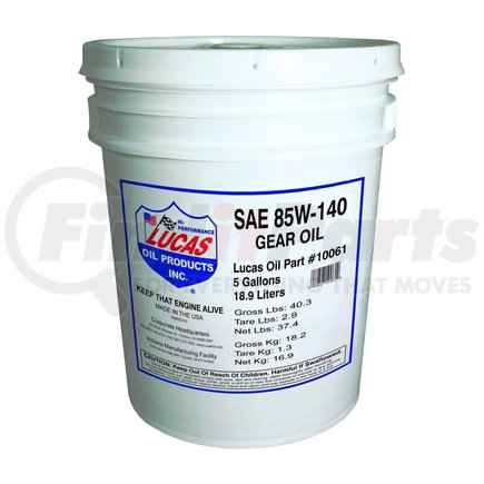 Lucas Oil 10061 Heavy Duty 85W-140 Gear Oil - 5 Gallon Pail (Representative Image)