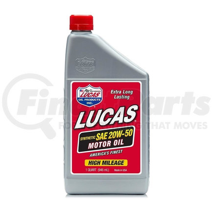 Lucas Oil 10054 Motor Oil, Synthetic High Performance Motor Oil, Synthetic 20W50, Quart Size Bottle