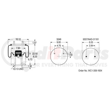 Firestone W013586262 Airide Air Spring Reversible Sleeve 1T15MPW-7