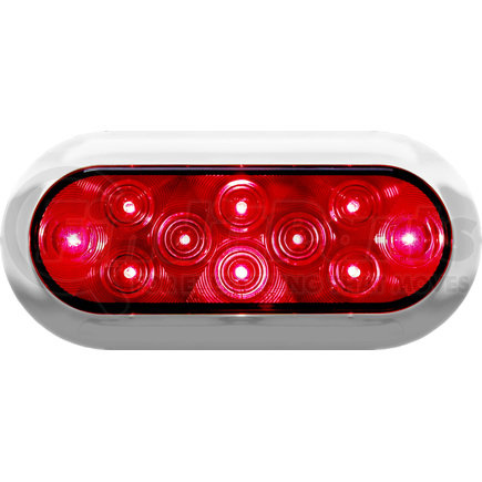 Peterson Lighting V423XR-4 423-4 Series Piranha&reg; LED Surface Mount Oval Stop, Turn and Tail Light With Chrome Bezel - 12V Red Kit with Bezel