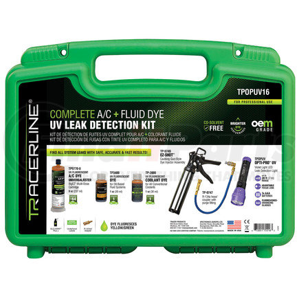 Tracerline TPOPUV16 Complete A/C & Fluid Dye UV Leak Detection Kit